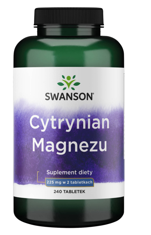 Swanson Cytrynian magnezu 225 mg, 240 tabletek
