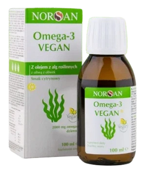 Norsan Omega-3 Vegan, olej z alg, cytrynowy, 100 ml