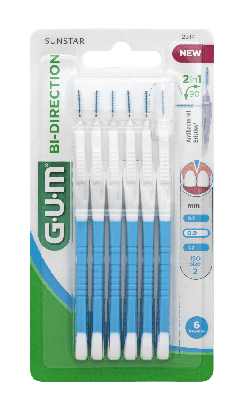 SUNSTAR GUM BI-DIRECTION, szczoteczka międzyzębowa 0,9 mm, 6 szt.
