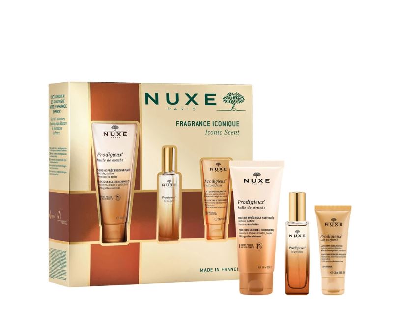 Nuxe Prodigieux, perfumy, 30 ml + olejek pod prysznic, 100 ml + perfumowane mleczko do ciała, 30 ml