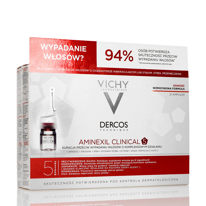 Vichy Dercos Aminexil Clinical 5 Women , płyn przeciwko wypadaniu włosów, 21 szt. x 6 ml