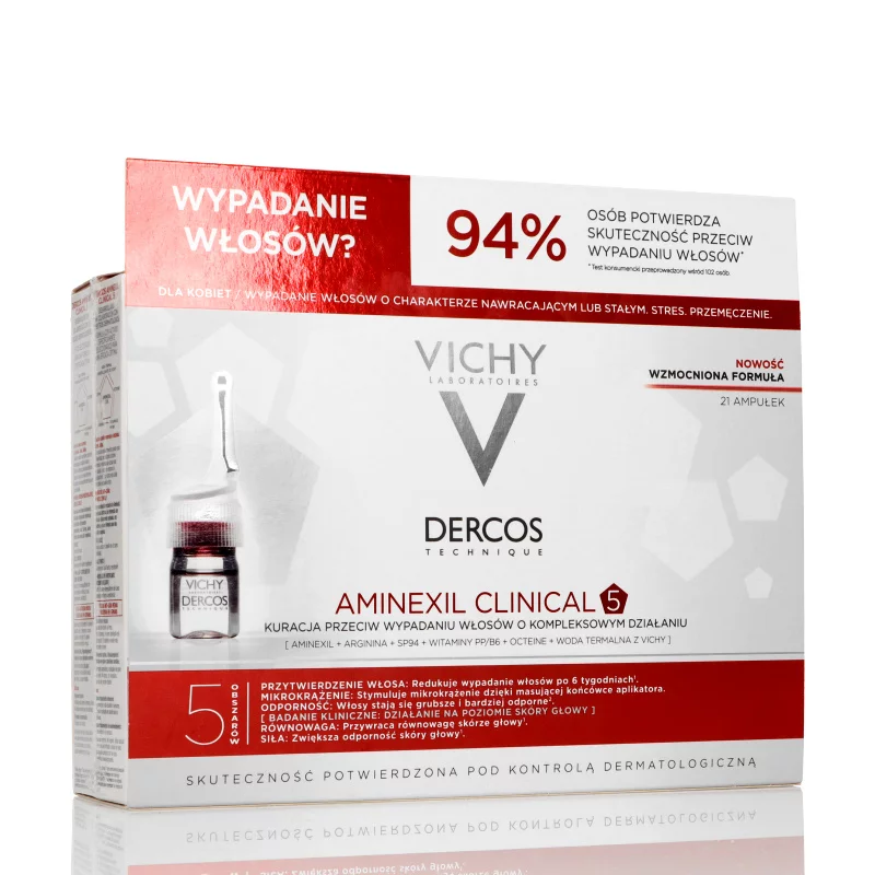 Vichy Dercos Aminexil Clinical 5 Women , płyn przeciwko wypadaniu włosów, 21 szt. x 6 ml