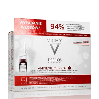 Vichy Dercos Aminexil Clinical 5 Women , płyn przeciwko wypadaniu włosów, 21 szt. x 6 ml