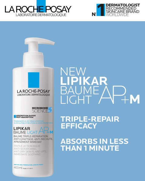 La Roche-Posay Lipikar Baume Light AP+M, lekki balsam regenerujący do skóry suchej, 400 ml