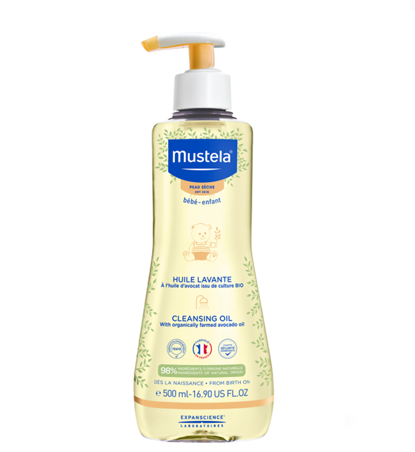 Mustela Huile Lavante, olejek myjący z organicznym awokado, 500 ml
