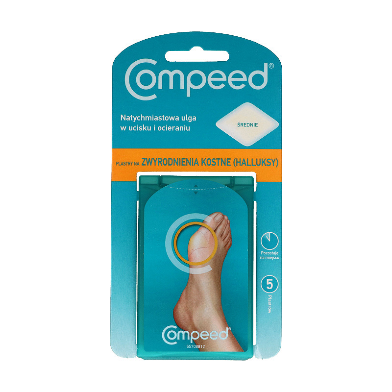 Compeed Plastry na haluksy, uśmierzające ból i ucisk przy zwyrodnieniach kostnych, 5 szt.