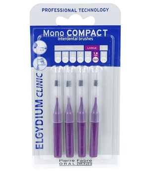 Elgydium Clinic Mono Compact 5, szczoteczki międzyzębowe, purpurowe, 4 szt.