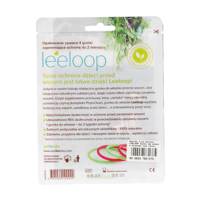Leeloop , gumka do włosów przeciw wszom, 4 szt.