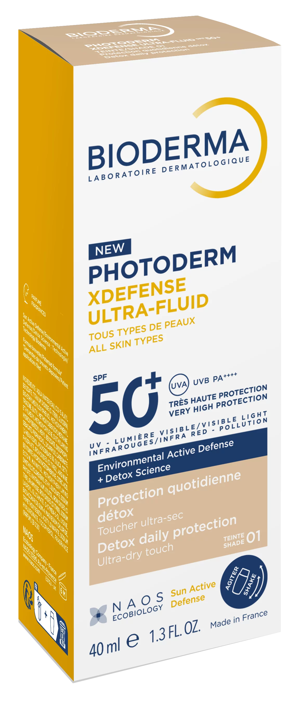 Bioderma Photoderm Xdefense Ultra-Fluid, ultralekki fluid, SPF 50+, kolor 01, 40 ml