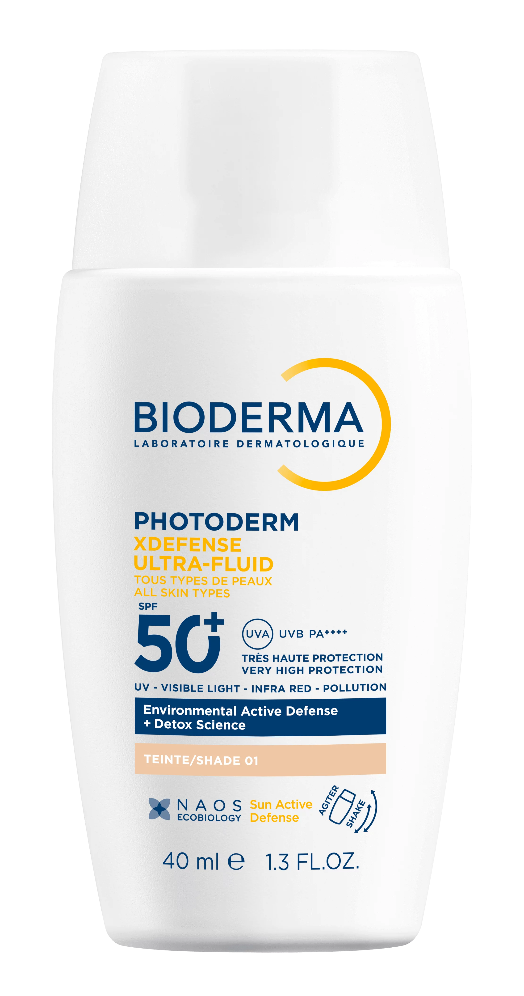 Bioderma Photoderm Xdefense Ultra-Fluid, ultralekki fluid, SPF 50+, kolor 01, 40 ml