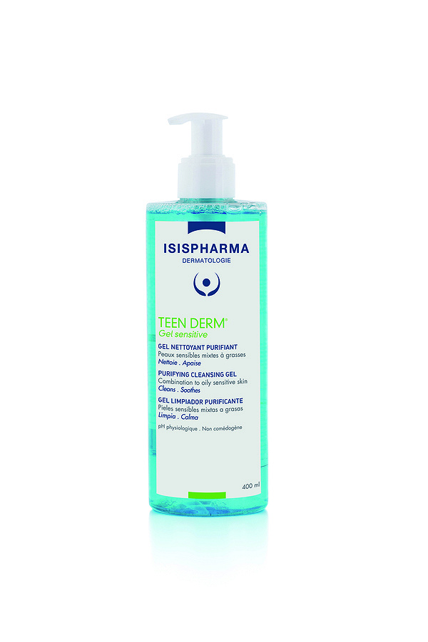 IsisPharm TEEN DERM GEL SENSITIVE, oczyszczający żel do mycia twarzy, 400 ml