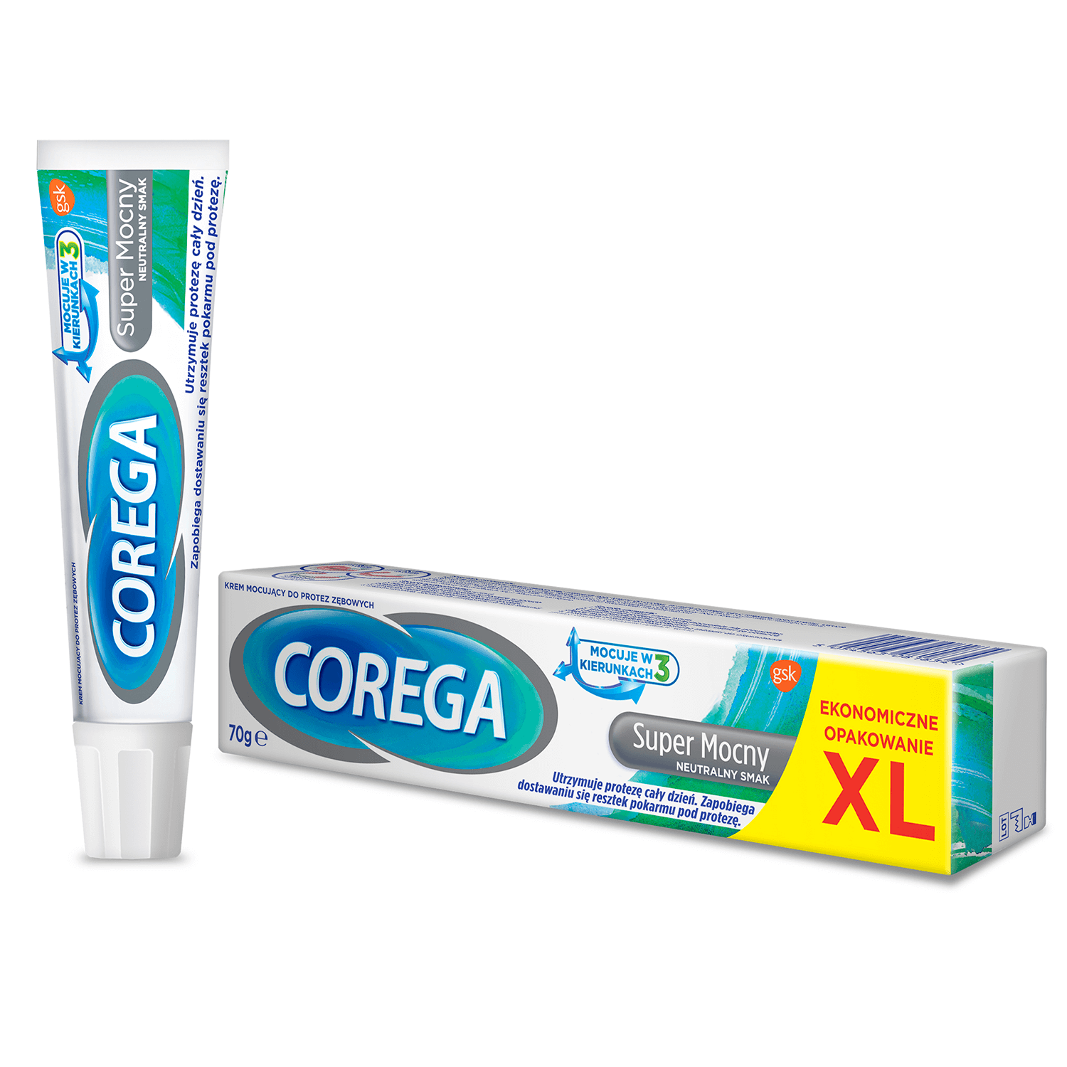 Corega Extra Strong, krem mocujący do protez bez cynku, 70 g