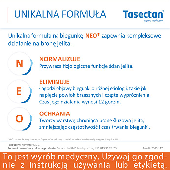 Tasectan 250 mg, proszek łagodzący objawy biegunki, 20 sasz.