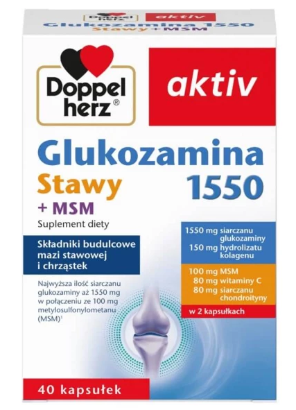 Doppelherz aktiv Glukozamina 1550 Stawy + MSM, 40 kapsułek