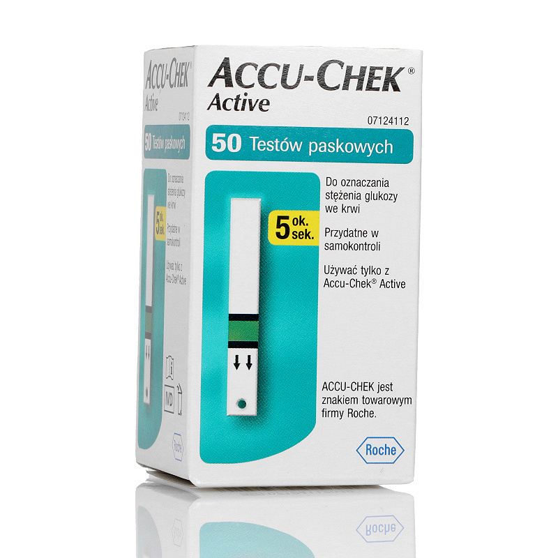 Accu-Chek Active, test paskowy do mierzenia poziomu glukozy we krwi, 50 szt.