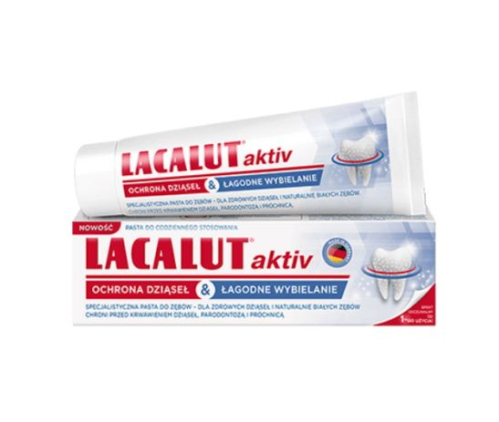 Lacalut Aktiv, pasta do zębów ochrona dziąseł i delikatne wybielanie, 75 ml