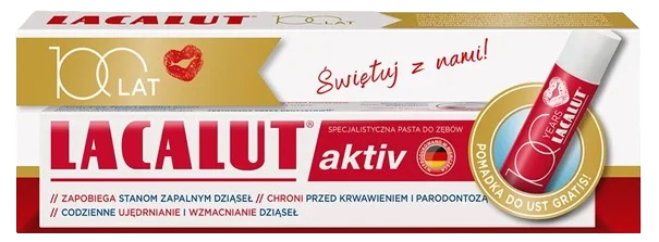 Lacalut Aktiv pasta do zębów, 75 ml + pomadka do ust, 4,8 g