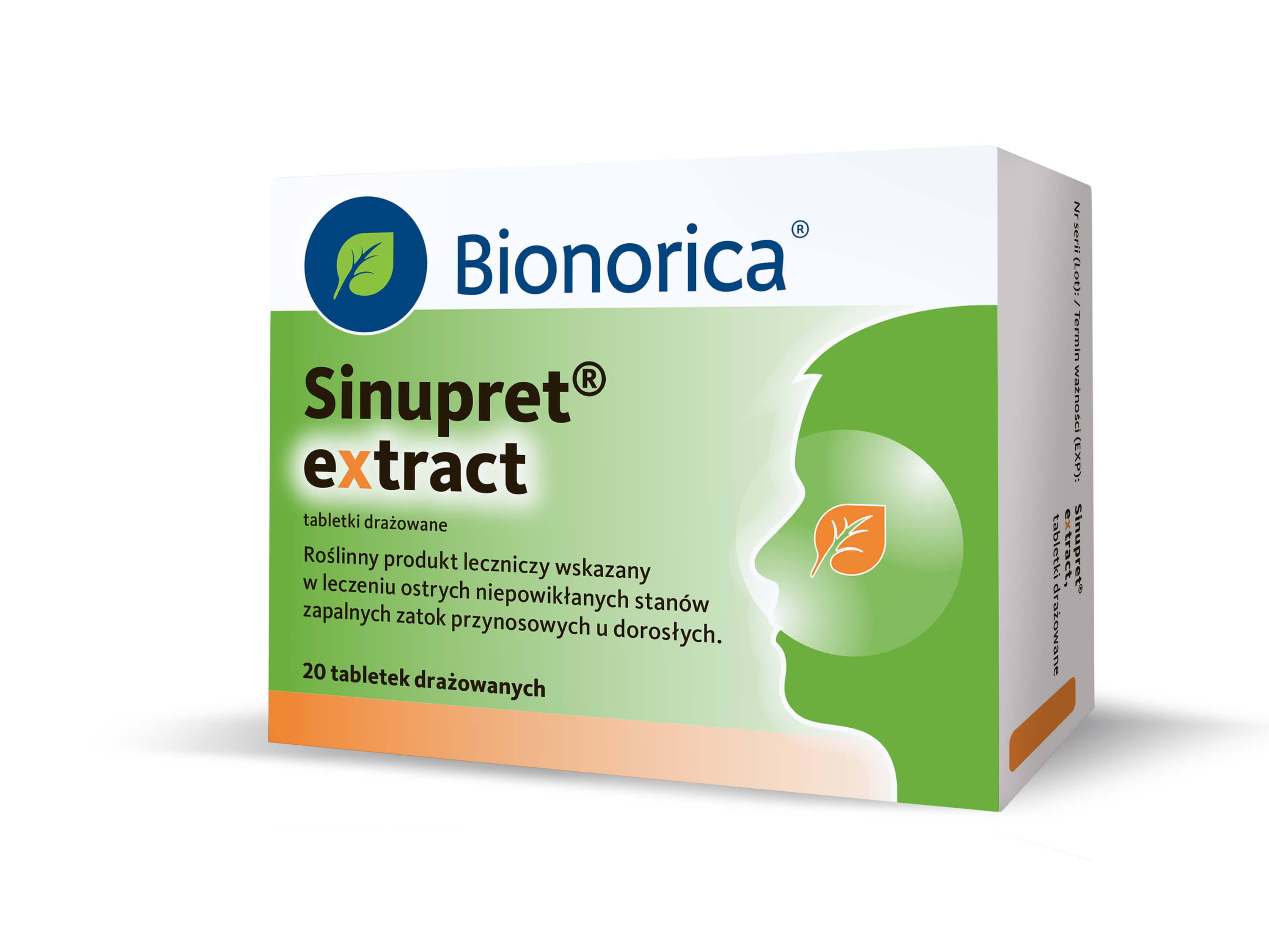 Sinupret extract, tabletki wspomagające w ostrych i przewlekłych stanach zapalnych zatok, 20 szt.