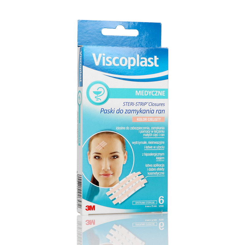 Steri-Strip Paski do zamykania ran, paski beżowe 6 mm x 75 mm, 6 szt.