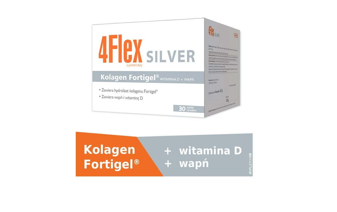 4Flex SILVER, proszek z witaminą D i wapniem dla osób w podeszłym wieku, 30 sasz.