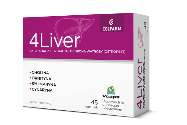 4 Liver , kapsułki ze składnikami wspierającymi prawidłową pracę wątroby, 45 szt.