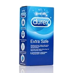 Durex Extra Safe prezerwatywa odrobinę grubsza z większą ilością żelu nawilżającego, 12 szt.