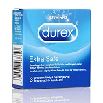 Durex Extra Safe prezerwatywa odrobinę grubsza z większą ilością żelu nawilżającego, 3 szt.