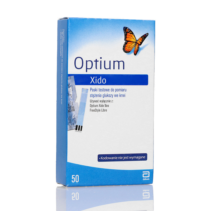 Optium Xido, test paskowy do mierzenia poziomu glukozy we krwi, 50 szt.