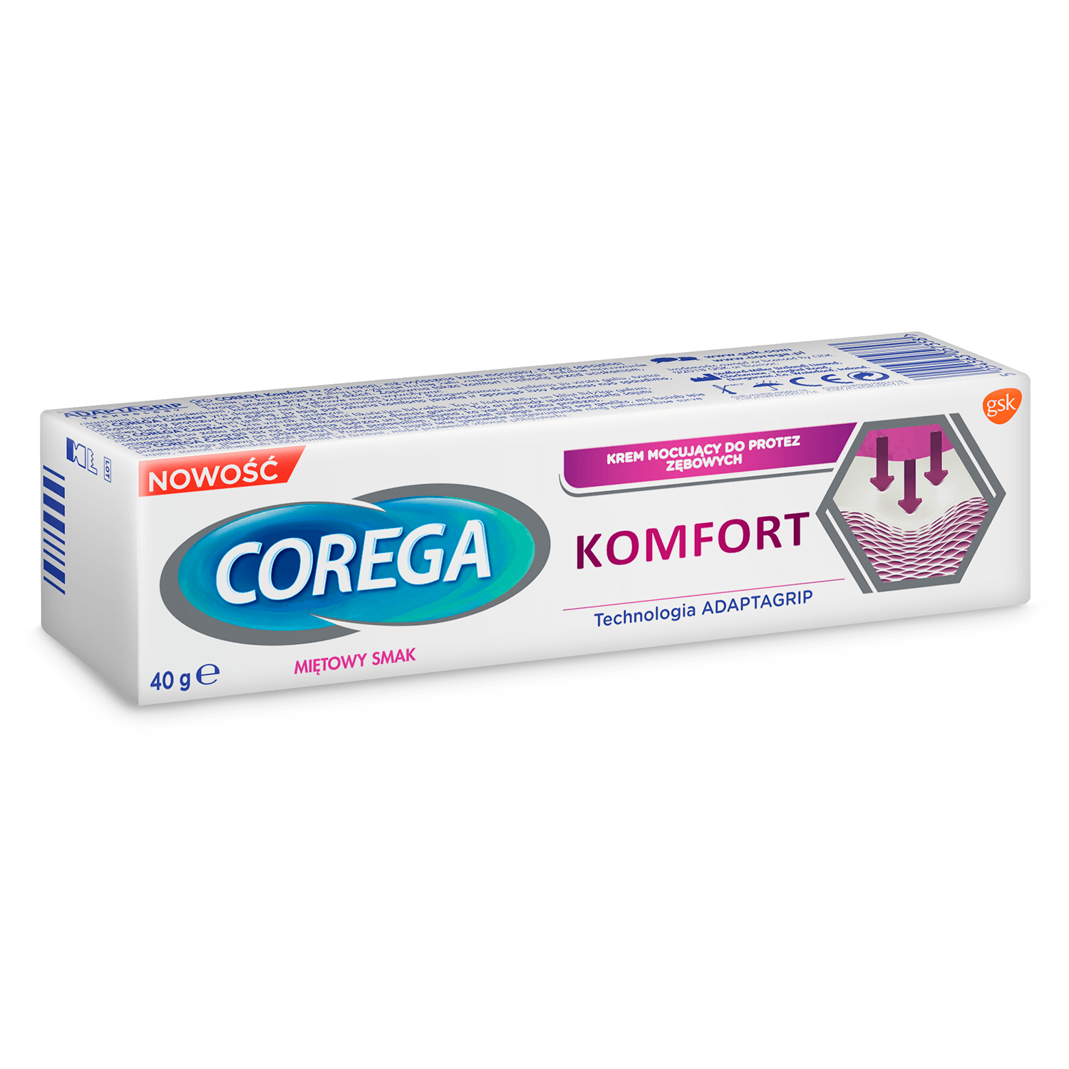 Corega Komfort, krem mocujący do protez zębowych, 40 g