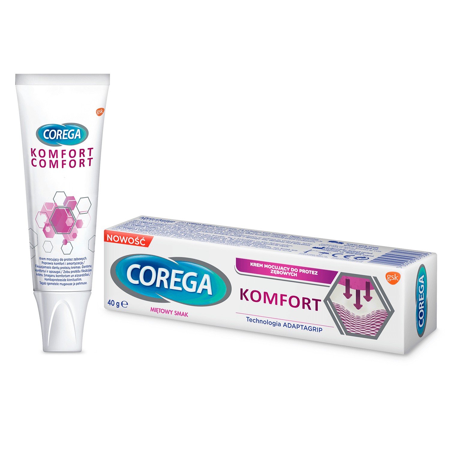 Corega Komfort, krem mocujący do protez zębowych, 40 g