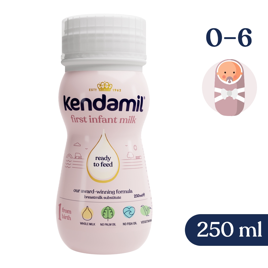 Kendamil 1, płynne mleko początkowe dla niemowląt, 250 ml