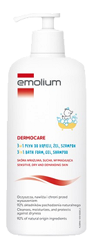 Emolium Dermocare 3w1, płyn do kąpieli, żel do mycia, szampon, 400 ml,