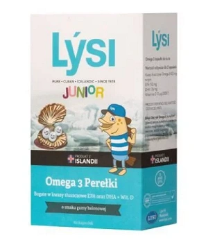 Lysi Junior Omega 3 , perełki o smaku gumy balonowej, 60 szt.