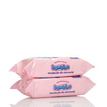 Bambino Chusteczki , dla niemowląt od 1. dnia życia, 2 opakowania po 63 szt.