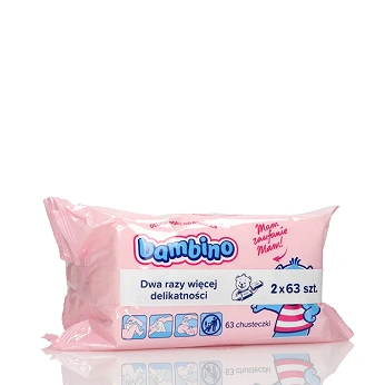 Bambino Chusteczki , dla niemowląt od 1. dnia życia, 2 opakowania po 63 szt.