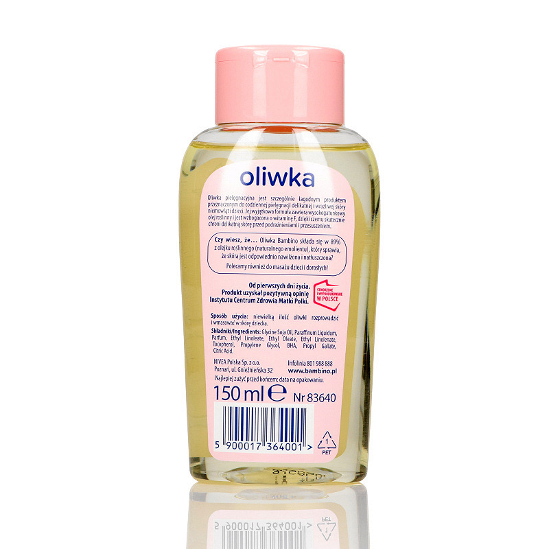 Bambino Oliwka z witaminą F, oliwka pielęgnująca skórę dzieci i niemowląt, 150 ml