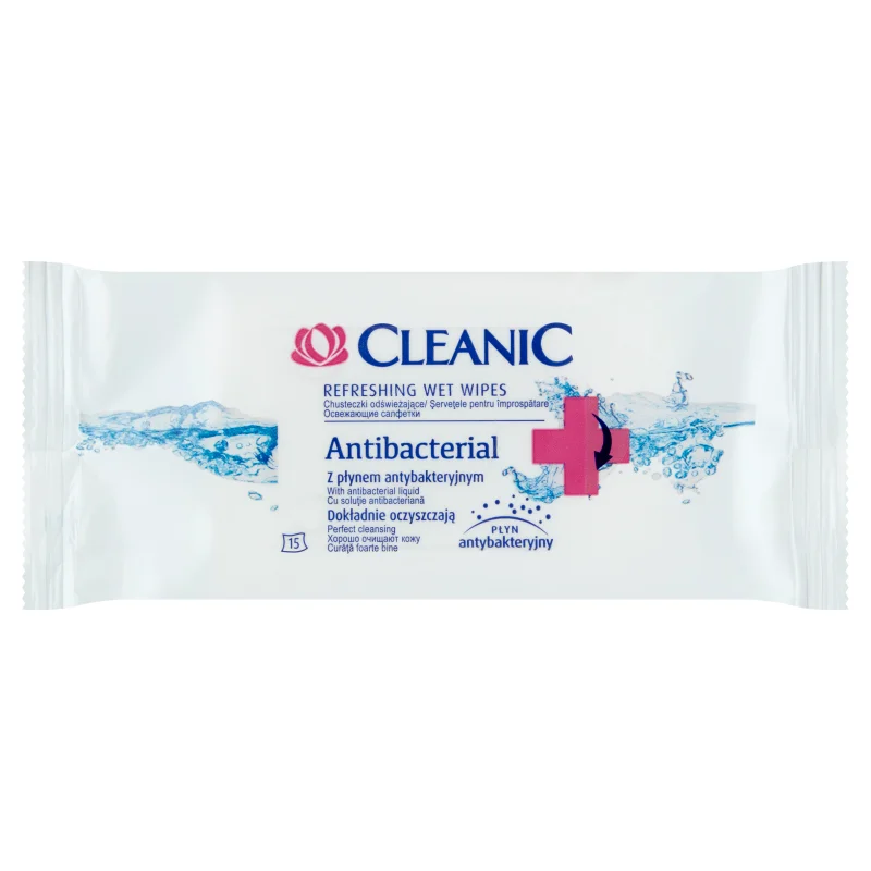 Cleanic Antibacterial chusteczki odświeżające, 15 szt KR&Oacute;TKA DATA 31.07.2026
