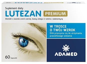 Lutezan Premium, kapsułki ze składnikami pomagającymi utrzymać prawidłowe widzenie, 60 szt.