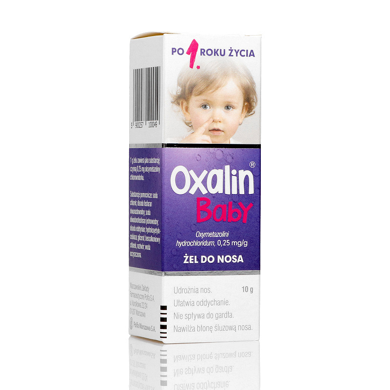 Oxalin Baby, żel udrażniający i nawilżający błonę śluzową nosa, dla dzieci od 1 roku życia, butelka 10 g