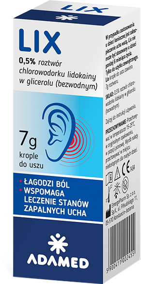 Lix 0,5 %, krople wspomagające leczenie stanów zapalnych ucha, 7 g