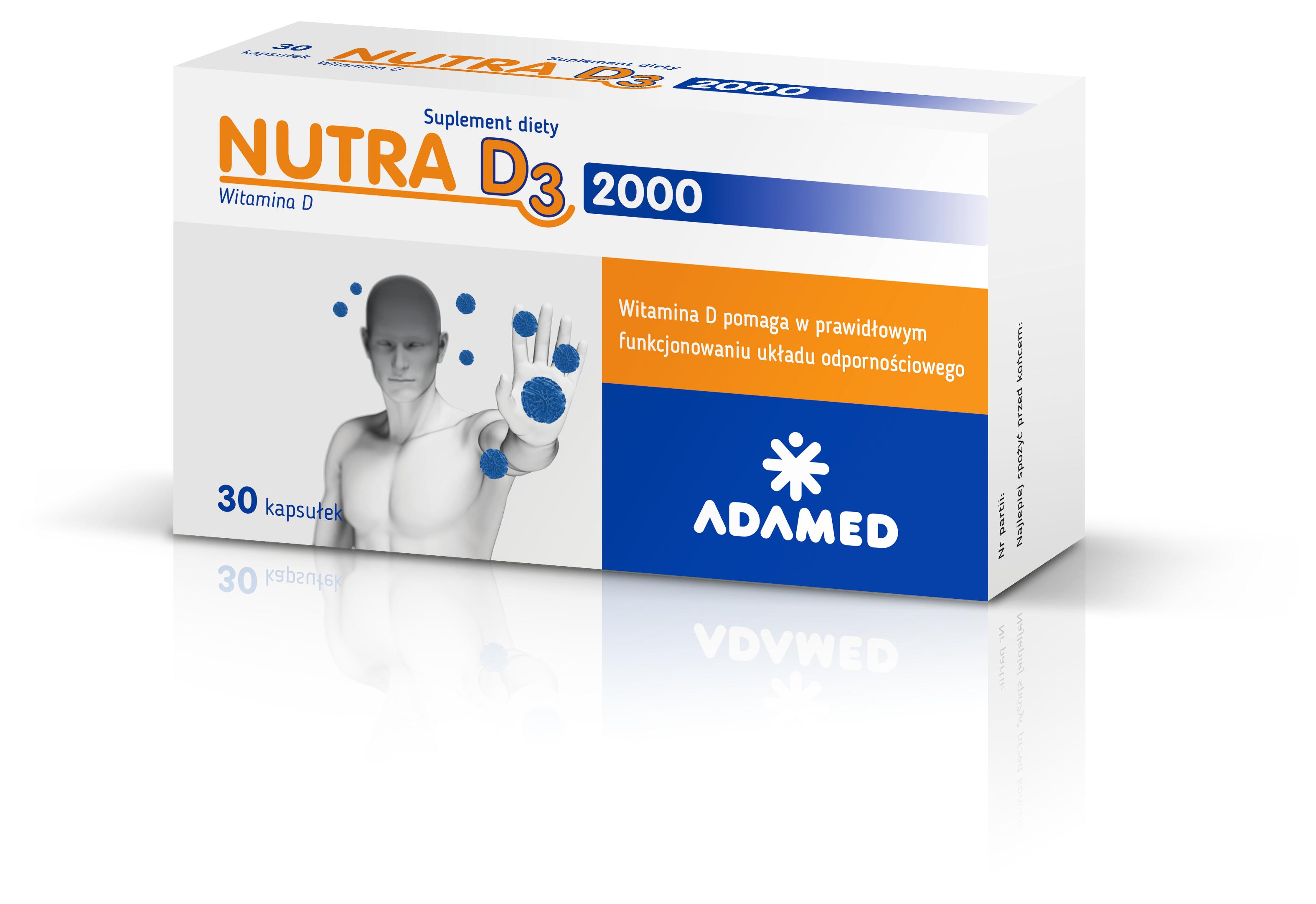 Nutra D3 2000, kapsułki z witaminą D3 wspomagającą prawidłowe funkcjonowanie układu odpornościowego, 30 szt.