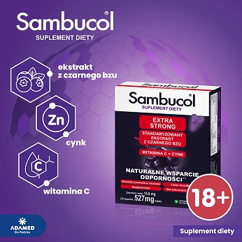 Sambucol Extra Strong, kapsułki ze składnikami wspierającymi układ odpornościowy dla dorosłych, 30 szt.