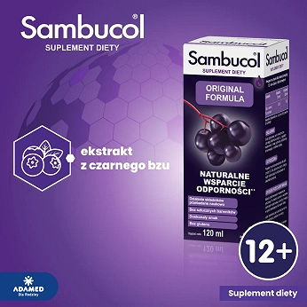 Sambucol Original Formula, płyn ze składnikami wspomagającymi prawidłowe funkcjonowanie układu odpornościowego, 120 ml
