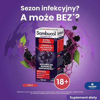 Sambucol Extra Strong, płyn ze składnikami wzmacniającymi odporność dla osób dorosłych, 120 ml