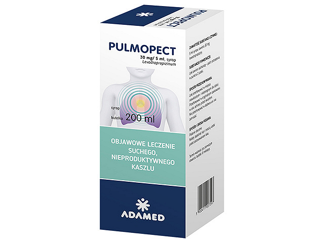 Pulmopect, syrop do objawowego leczenia suchego, nieproduktywnego kaszlu, 200 ml
