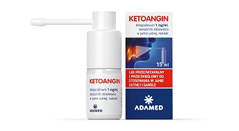 Ketoangin, spray na gardło o działaniu przeciwzapalnym i przeciwbólowym, 15 ml