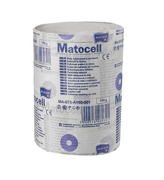 Matocell Lignina w rolkach, materiał opatrunkowy z waty celulozowej, 150 g