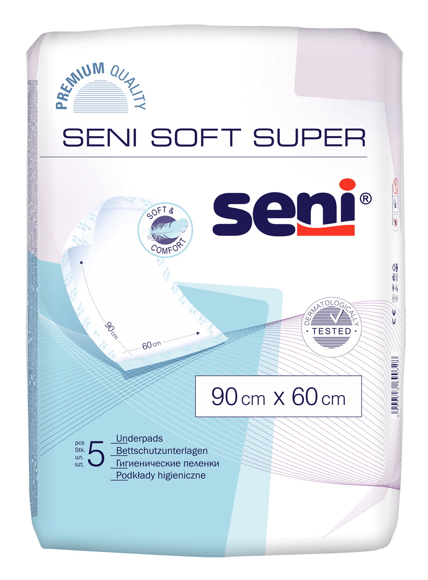 Seni Soft Super, podkłady higieniczne, 60 cm x 90 cm, 5 szt.