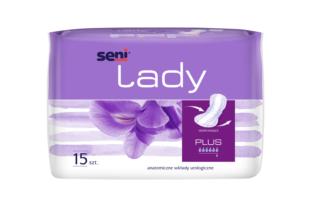 Seni Lady Plus, wkładka urologiczna na nietrzymanie moczu,  20,5 cm x 42 cm, 15 szt.