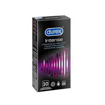 Durex Intense, prezerwatywy nielateksowe pokryte lubrykantem, 10 szt.